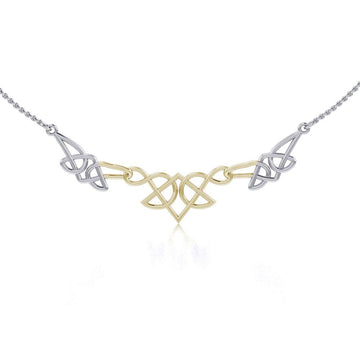 The beautiful art of eternity ~ Celtic Knotwork Sterling Silver Necklace Jewelry with Gold accent TNV003 - Jewelry